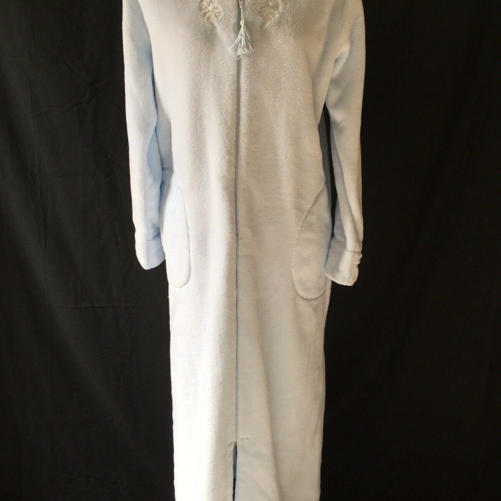 Miss Elaine blue full length full zip plush robe